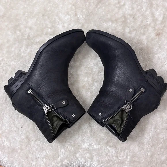 Sorel Danica Waterproof Black Leather Ankle Booties Ss 8 - Picture 3 of 13